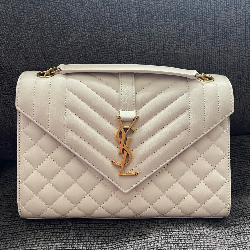 Yves Saint Laurent Cream Quilted Leather Handbag